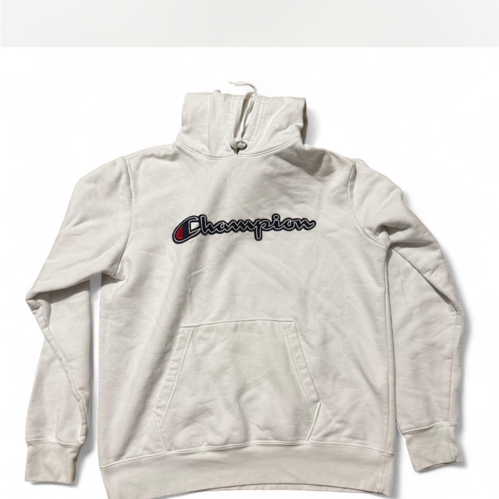 Champion Men's white hoodie with champion logo Sweater